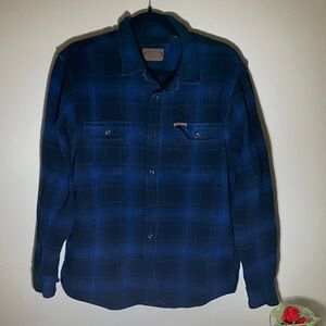 Orvis Navy Plaid Shirt - Thicker Style - Size Men’s M